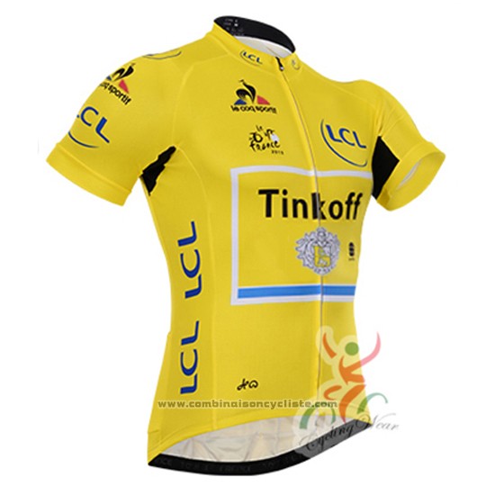 2016 Maillot Cyclisme Tinkoff Lider Jaune et Noir Manches Courtes et Cuissard